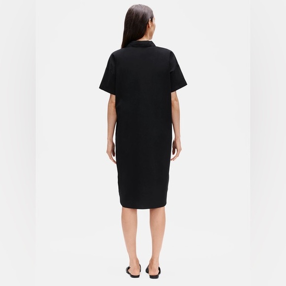 EILEEN FISHER ORGANIC COTTON STRETCH POPLIN SHIRT DRESS - BLACK - PLUS SIZE 3X - Picture 3 of 10